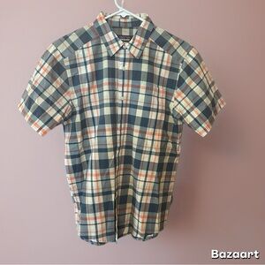 Patagonia Shirt Mens S Blue Button Up Short Sleeve Outdoor Organic Cotton Plaid